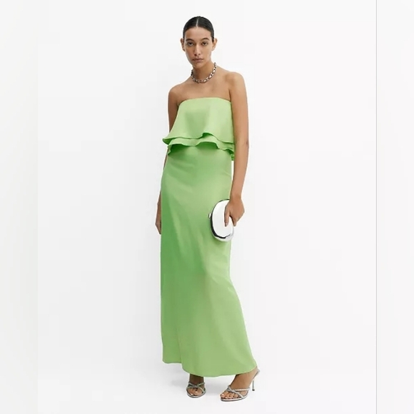 Mango Dresses & Skirts - NWT MANGO Women's Ruffles Detail Strapless Dress Sz M